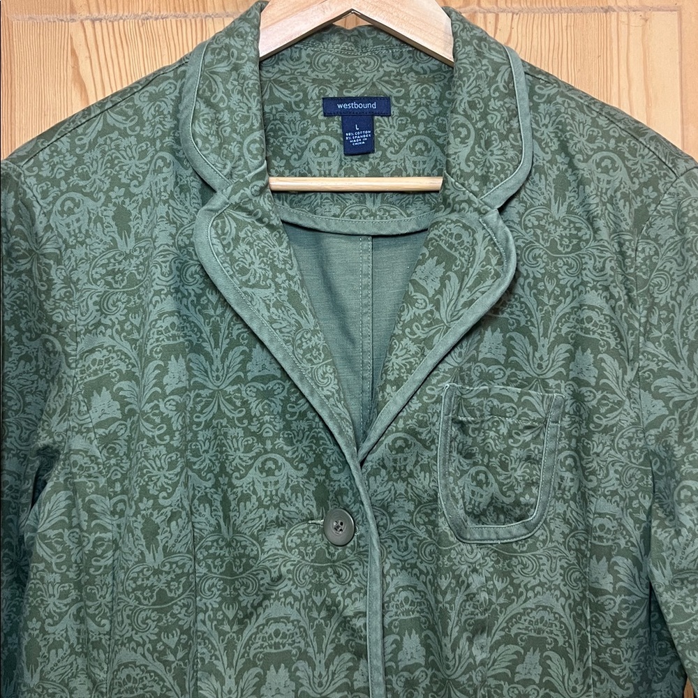 Westbound Olive Patterned Blazer style Jacket Sz L